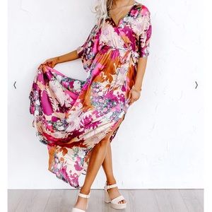 Floral satin maxi